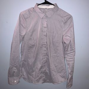 H&M Gray Polka Dot Button-Down Long Sleeve 40